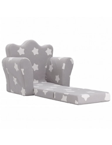 Divano Letto Bambini Grigio Chiaro con Stelle Morbido Peluche