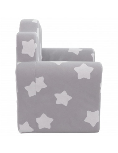 Divano Letto Bambini Grigio Chiaro con Stelle Morbido Peluche
