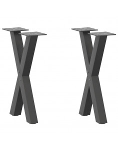 Gambe Tavolino Caffè a X 2 pz Antracite 28x(42-43) cm Acciaio