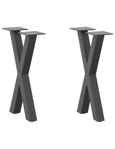 Gambe Tavolino Caffè a X 2 pz Antracite 28x(42-43) cm Acciaio