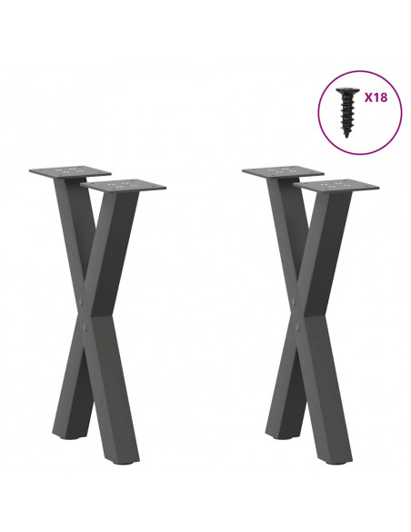 Gambe Tavolino Caffè a X 2 pz Antracite 28x(42-43) cm Acciaio