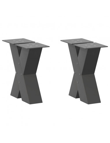 Gambe Tavolino Caffè a X 2 pz Antracite 30x(30-31)cm in Acciaio