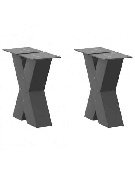 Gambe Tavolino Caffè a X 2 pz Antracite 30x(30-31)cm in Acciaio