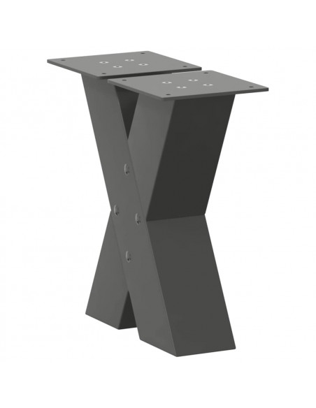 Gambe Tavolino Caffè a X 2 pz Antracite 30x(30-31)cm in Acciaio