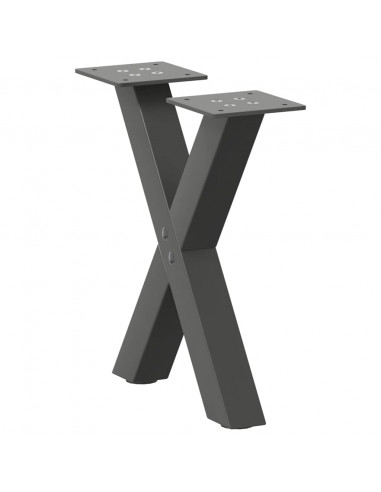 Gambe Tavolino Caffè a X 2 pz Antracite 30x(30-31)cm in Acciaio