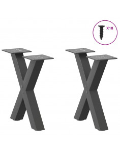 Gambe per Tavolino da Caffè a Forma di X 2 pz Antracite 30x(30-31) cm Acciaio 2