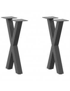Gambe Tavolino Caffè a X 2 pz Antracite 38x(42-43) cm Acciaio