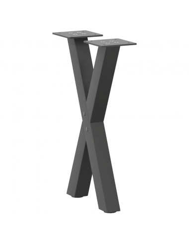 Gambe Tavolino Caffè a X 2 pz Antracite 38x(42-43) cm Acciaio
