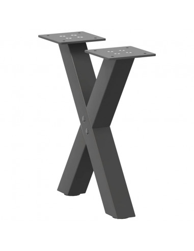 Gambe Tavolino Caffè a X 2 pz Antracite 40x(30-31)cm in Acciaio