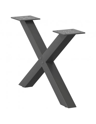 Gambe Tavolino Caffè a X 2 pz Antracite 50x(30-31)cm in Acciaio
