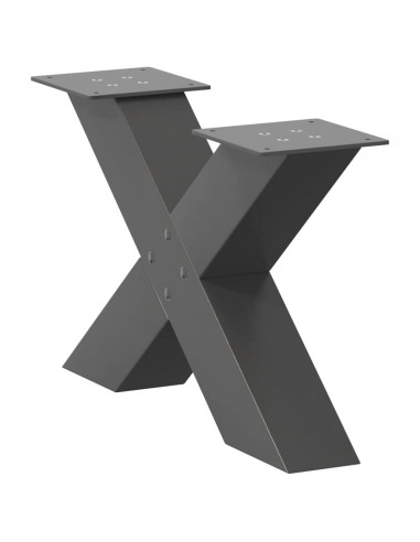 Gambe Tavolino Caffè a X 2 pz Antracite 50x(30-31)cm in Acciaio