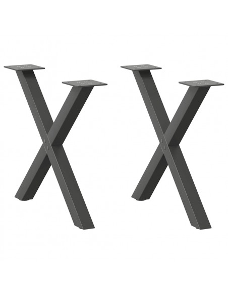 Gambe Tavolino Caffè a X 2 pz Antracite 50x(42-43) cm Acciaio