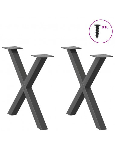Gambe per Tavolino da Caffè a Forma di X 2 pz Antracite 50x(42-43) cm Acciaio