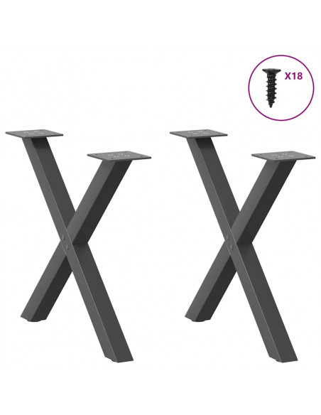 Gambe Tavolino Caffè a X 2 pz Antracite 50x(42-43) cm Acciaio