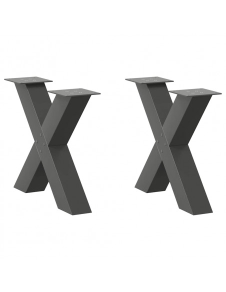 Gambe Tavolino Caffè a X 2 pz Antracite 50x(42-43) cm Acciaio