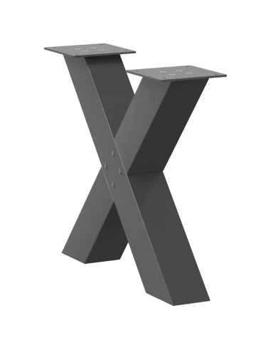 Gambe Tavolino Caffè a X 2 pz Antracite 50x(42-43) cm Acciaio