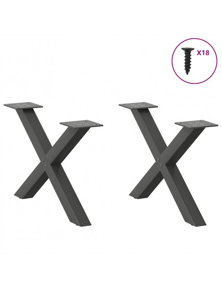 Gambe Tavolino Caffè a X 2 pz Antracite 60x(30-31)cm in Acciaio