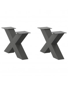 Gambe Tavolino Caffè a X 2 pz Antracite 60x(30-31)cm in Acciaio 2