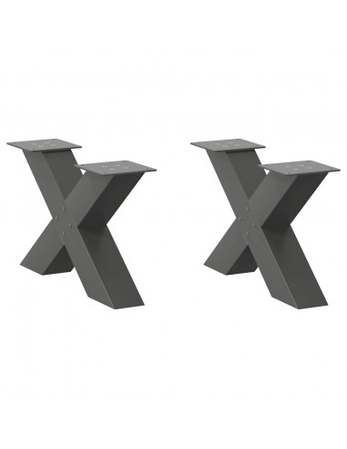 Gambe Tavolino Caffè a X 2 pz Antracite 60x(30-31)cm in Acciaio