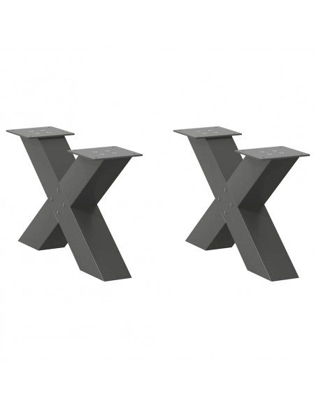 Gambe Tavolino Caffè a X 2 pz Antracite 60x(30-31)cm in Acciaio