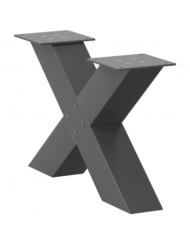Gambe Tavolino Caffè a X 2 pz Antracite 60x(30-31)cm in Acciaio
