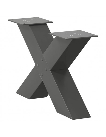 Gambe Tavolino Caffè a X 2 pz Antracite 60x(30-31)cm in Acciaio