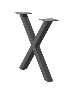 Gambe Tavolino Caffè a X 2 pz Antracite 60x(42-43) cm Acciaio 2