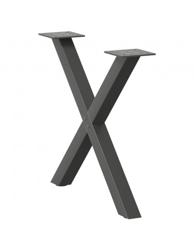 Gambe Tavolino Caffè a X 2 pz Antracite 60x(42-43) cm Acciaio