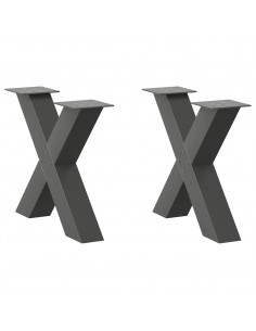 Gambe Tavolino Caffè a X 2 pz Antracite 60x(42-43) cm Acciaio