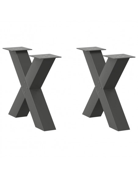 Gambe Tavolino Caffè a X 2 pz Antracite 60x(42-43) cm Acciaio