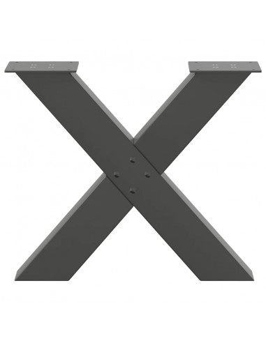 Gambe Tavolino Caffè a X 2 pz Antracite 60x(42-43) cm Acciaio