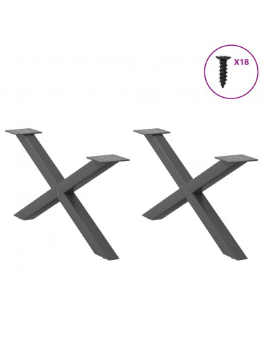 Gambe Tavolino Caffè a X 2 pz Antracite 70x(30-31)cm in Acciaio