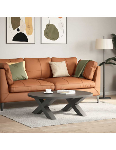 Gambe Tavolino Caffè a X 2 pz Antracite 70x(30-31)cm in Acciaio