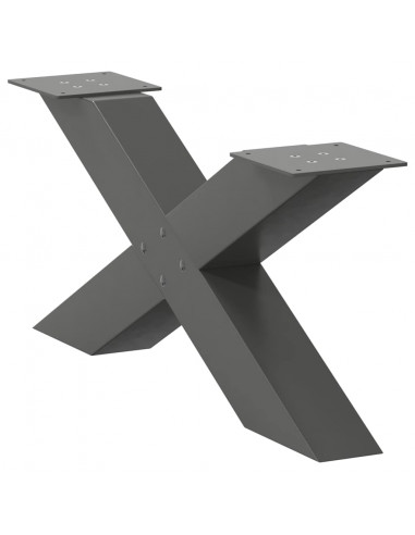 Gambe Tavolino Caffè a X 2 pz Antracite 70x(30-31)cm in Acciaio