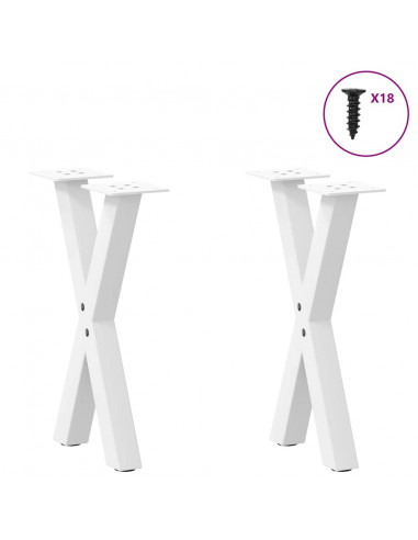 Gambe per Tavolino da Caffè a Forma di X 2 pz Bianche 28x(42-43) cm Acciaio