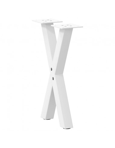 Gambe per Tavolino da Caffè a Forma di X 2 pz Bianche 28x(42-43) cm Acciaio