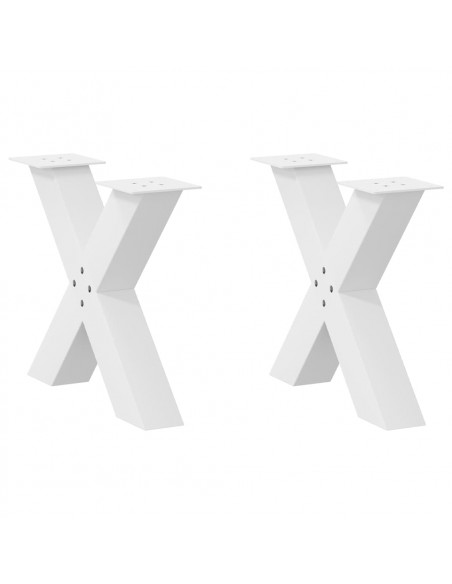 Gambe Tavolino Caffè a X 2 pz Bianco 50x(42-43) cm Acciaio