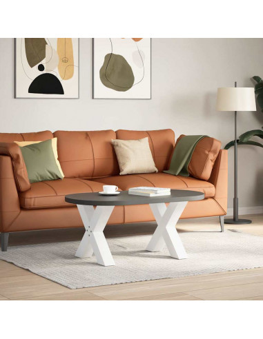 Gambe Tavolino Caffè a X 2 pz Bianco 50x(42-43) cm Acciaio