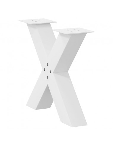 Gambe Tavolino Caffè a X 2 pz Bianco 50x(42-43) cm Acciaio