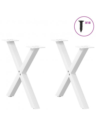 Gambe Tavolino Caffè a X 2 pz Bianco 60x(42-43) cm Acciaio
