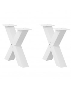 Gambe Tavolino Caffè a X 2 pz Bianco 60x(42-43) cm Acciaio
