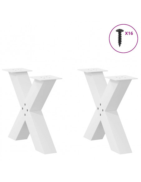Gambe Tavolino Caffè a X 2 pz Bianco 60x(42-43) cm Acciaio