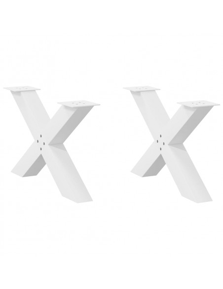 Gambe Tavolino Caffè a X 2 pz Bianco 70x(42-43) cm Acciaio