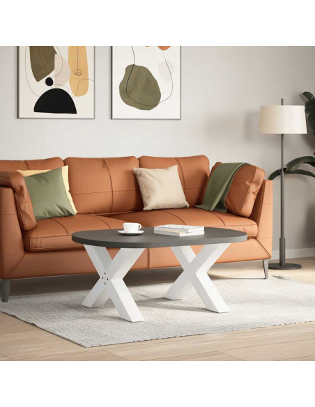 Gambe Tavolino Caffè a X 2 pz Bianco 70x(42-43) cm Acciaio