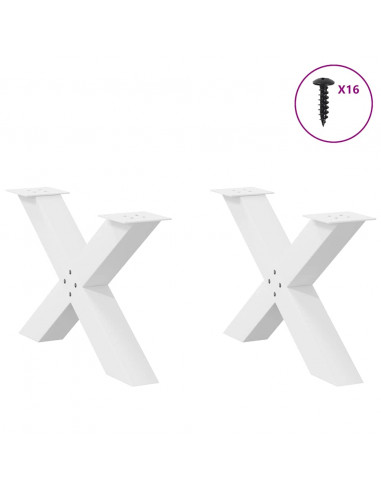 Gambe Tavolino Caffè a X 2 pz Bianco 70x(42-43) cm Acciaio