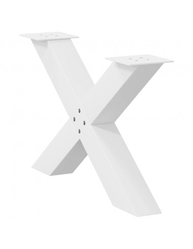Gambe Tavolino Caffè a X 2 pz Bianco 70x(42-43) cm Acciaio