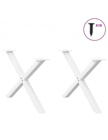 Gambe Tavolino Caffè a X 2 pz Bianco 70x(42-43) cm Acciaio