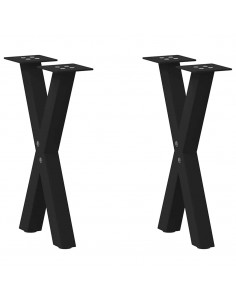 Gambe Tavolino Caffè a X 2 pz Nero 28x(42-43) cm Acciaio