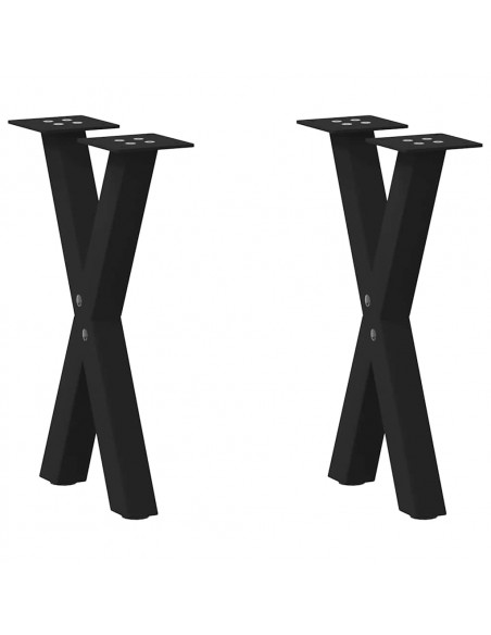Gambe Tavolino Caffè a X 2 pz Nero 28x(42-43) cm Acciaio