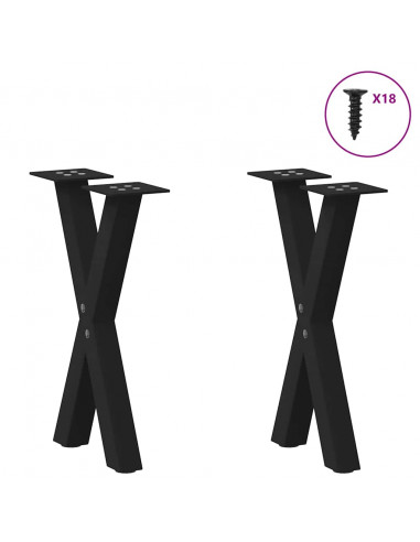 Gambe Tavolino Caffè a X 2 pz Nero 28x(42-43) cm Acciaio